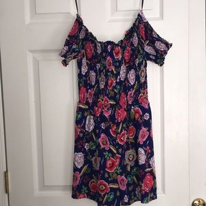 Small blue off the shoulder floral romper